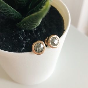 Blue Crystal with Gold Rim Earrings